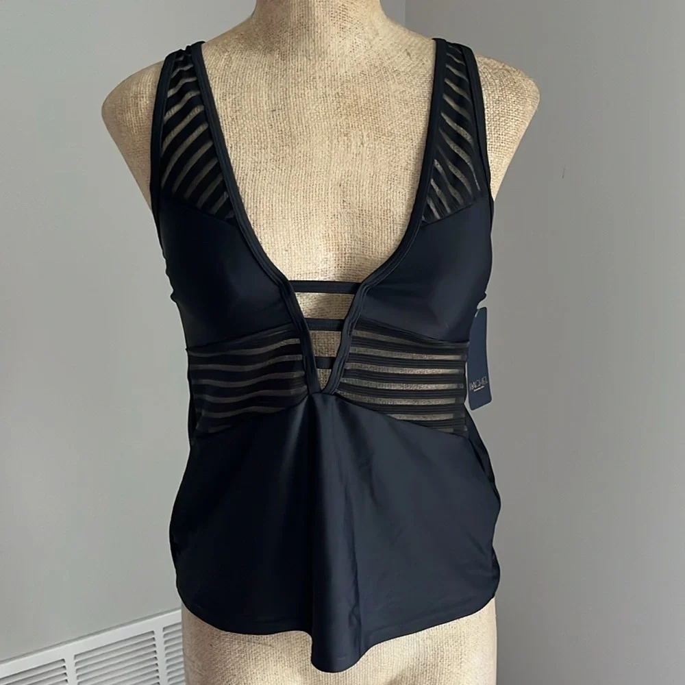 RACHEL Rachel Roy Black Tankini Swim Top Small NWT